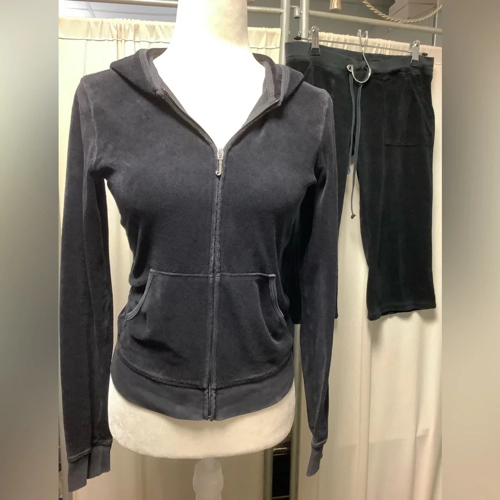 Juicy Couture Terry Shorts 28 x 17 Zip Up Hoodie XSP/SP - Picture 2 of 14